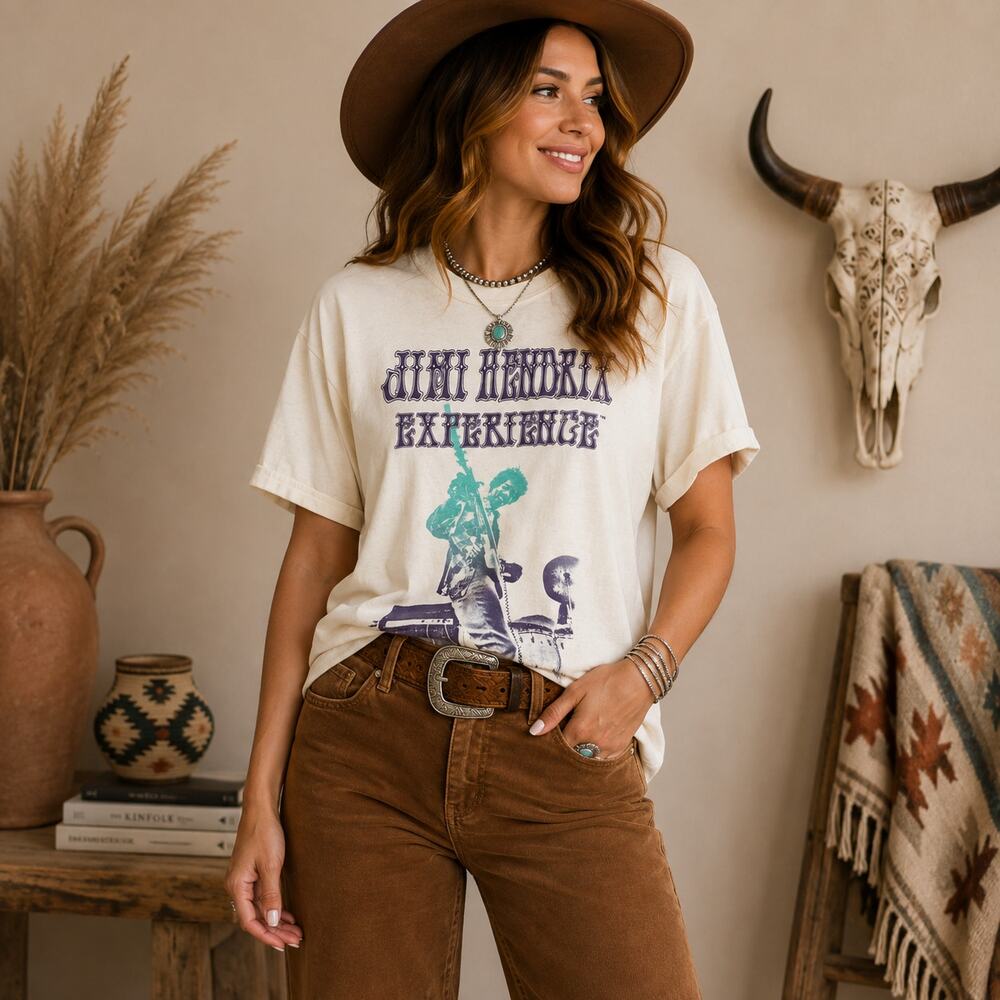Authentic Jimi Hendrix Oversized Band Graphic Tee Medium